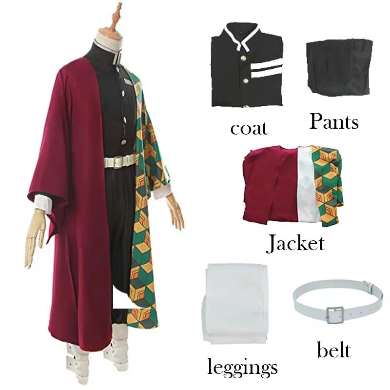 Anime Demon Slayer Kimetsu No Yaiba Tomioka Giyuu Cosplay Costume Suit Uniforms Costumes Wig Child Adult Party Gift