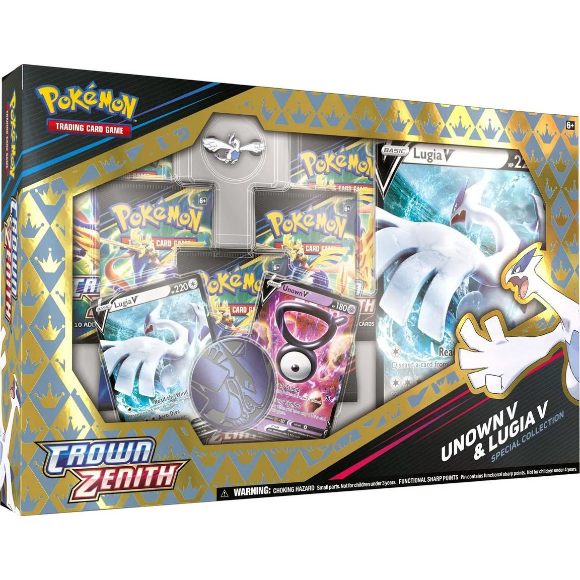 Crown Zenith Unown V & Lugia V Special Collection (5 Booster Packs, 2 Promo Cards, Oversized Card, Pin & More)