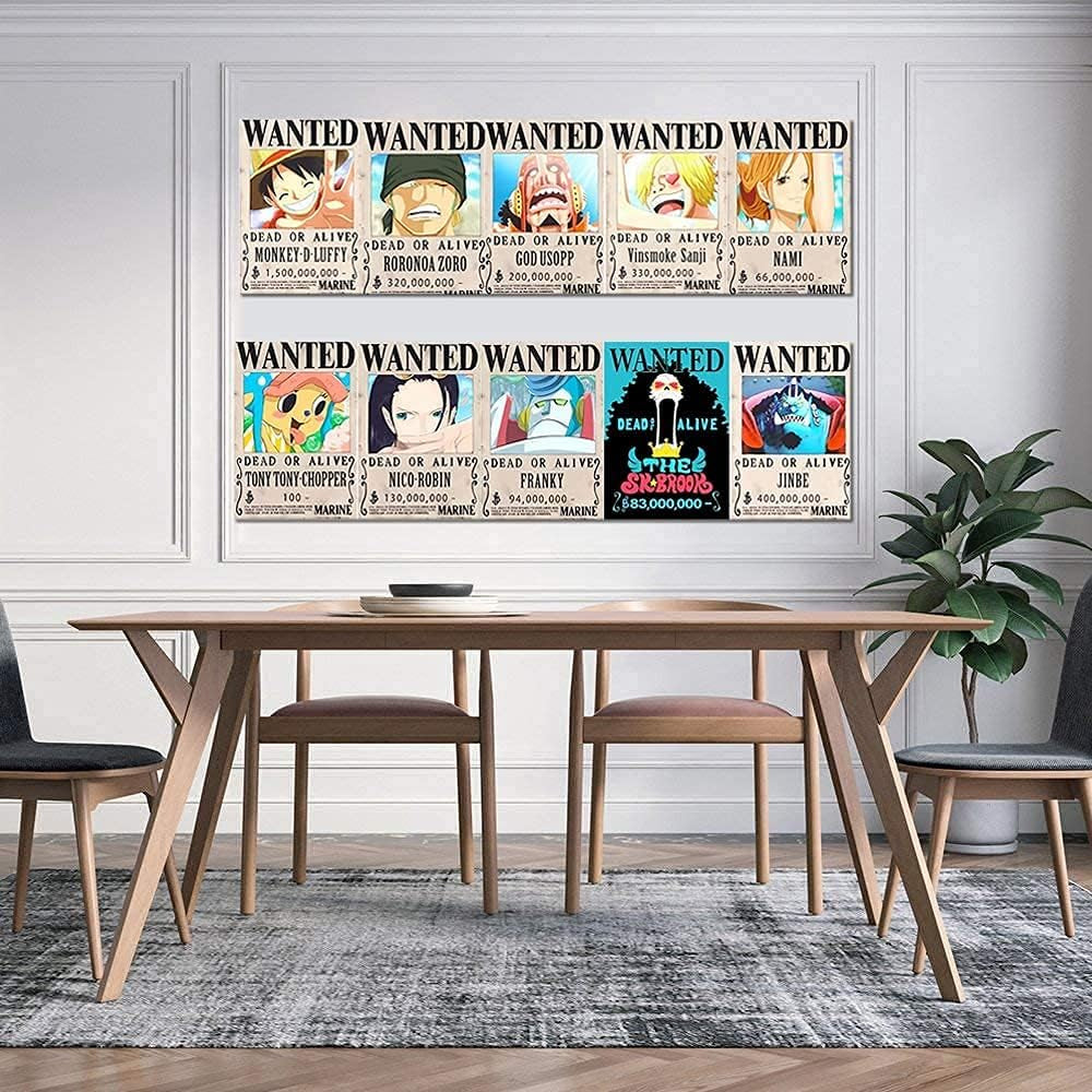 10 Pcs One Piece Pirates Wanted Poster,1.5 Billion New Edition 28.5Cmx21Cm , the Straw Hat Pirates Crew Luffy Chopper Zoro Nami Usopp Sanji Jinbe Franky Brook Robin.