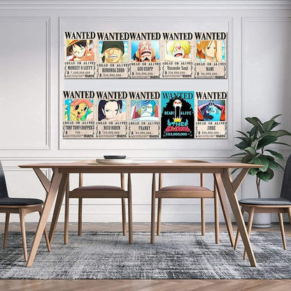 10 Pcs One Piece Pirates Wanted Poster,1.5 Billion New Edition 28.5Cmx21Cm , the Straw Hat Pirates Crew Luffy Chopper Zoro Nami Usopp Sanji Jinbe Franky Brook Robin.