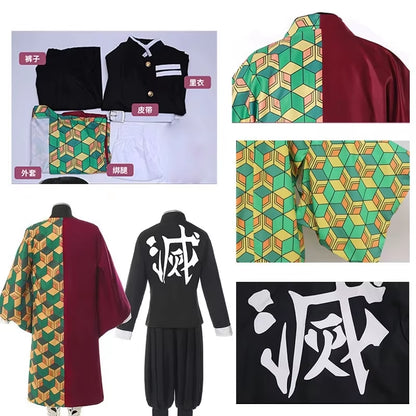 Anime Demon Slayer Kimetsu No Yaiba Tomioka Giyuu Cosplay Costume Suit Uniforms Costumes Wig Child Adult Party Gift