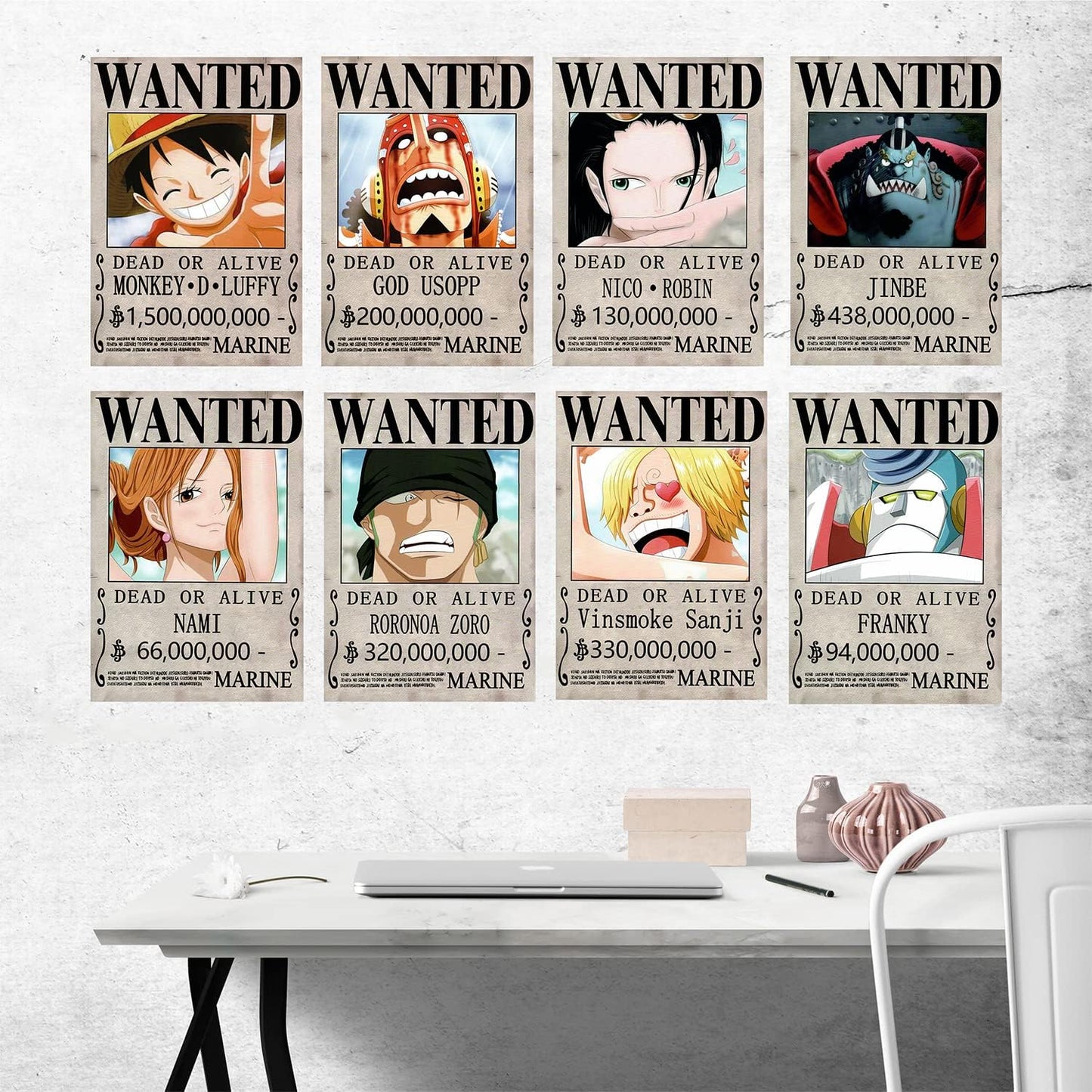 10 Pcs One Piece Pirates Wanted Poster,1.5 Billion New Edition 28.5Cmx21Cm , the Straw Hat Pirates Crew Luffy Chopper Zoro Nami Usopp Sanji Jinbe Franky Brook Robin.
