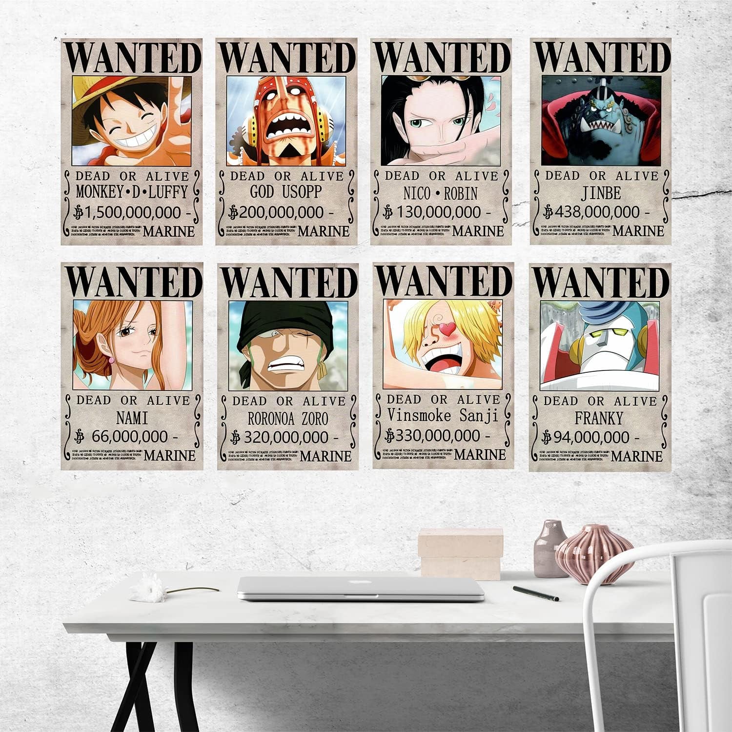 10 Pcs One Piece Pirates Wanted Poster,1.5 Billion New Edition 28.5Cmx21Cm , the Straw Hat Pirates Crew Luffy Chopper Zoro Nami Usopp Sanji Jinbe Franky Brook Robin.
