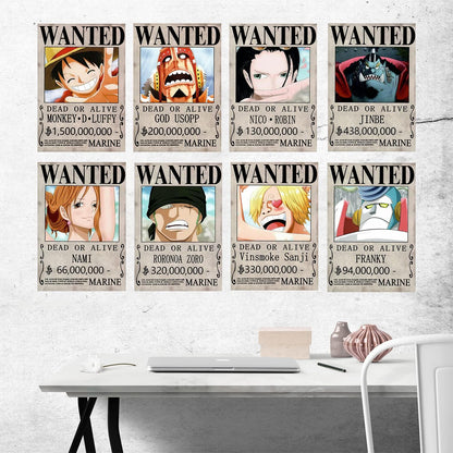 10 Pcs One Piece Pirates Wanted Poster,1.5 Billion New Edition 28.5Cmx21Cm , the Straw Hat Pirates Crew Luffy Chopper Zoro Nami Usopp Sanji Jinbe Franky Brook Robin.