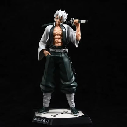 30Cm Demon Slayer Anime Figure Gk Cheng Shinazugawa Sanemi Standing Statue Animation Peripherals Figures Ornaments Toys Gift