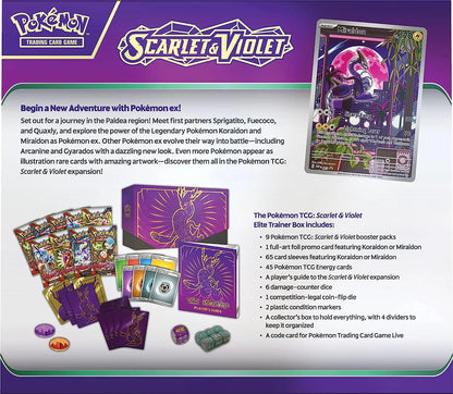 TCG: Scarlet and Violet Elite Trainer Box - Miraidon Purple (1 Full Art Promo Card, 9 Boosters and Premium Accessories)