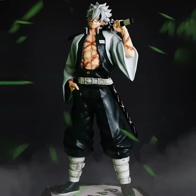 30Cm Demon Slayer Anime Figure Gk Cheng Shinazugawa Sanemi Standing Statue Animation Peripherals Figures Ornaments Toys Gift