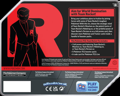 Scarlet & Violet Destined Rivals Team Rocket'S Mewtwo Ex Tin Set [5 Booster Packs & Promo Card]