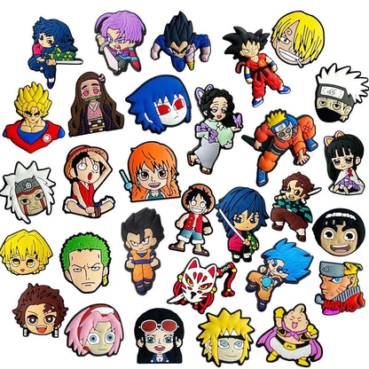 Anime Shoe Charms, Dragon Ball, Demon Slayer, Naruto, One Piece for Boys and Girls, 30 PCS