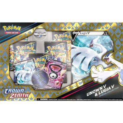 Crown Zenith Unown V & Lugia V Special Collection (5 Booster Packs, 2 Promo Cards, Oversized Card, Pin & More)