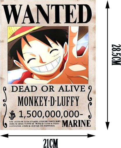 10 Pcs One Piece Pirates Wanted Poster,1.5 Billion New Edition 28.5Cmx21Cm , the Straw Hat Pirates Crew Luffy Chopper Zoro Nami Usopp Sanji Jinbe Franky Brook Robin.